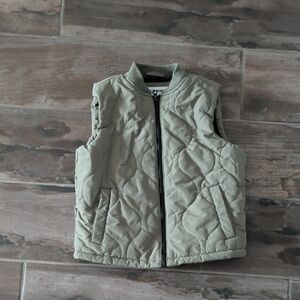 Old Navy Olive Green Quilted Vest with Ribbed Collar